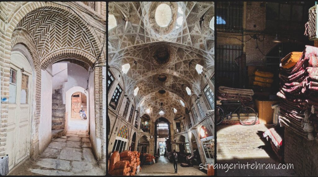 Sara-ye Kashani, carpet shops at Arak Bazaar, a huge ceiling with stunning brickwork